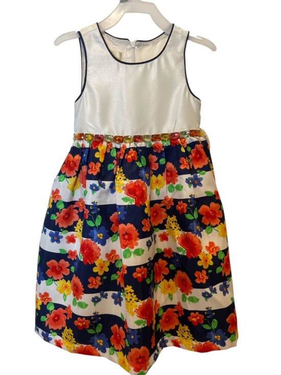 American Princess Other - American Princess White Bodice Navy & Multicolor Floral Party Dress